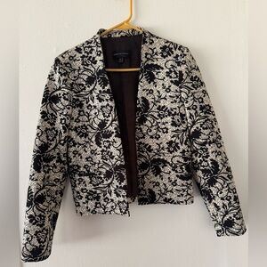 Mango Black and White Floral Blazer / Size S